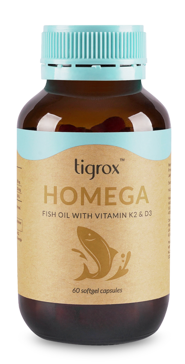 tigrox HOMEGA 魚油 高單位Omega-3 維他命K2+D3 深海魚油軟膠囊 60粒裝