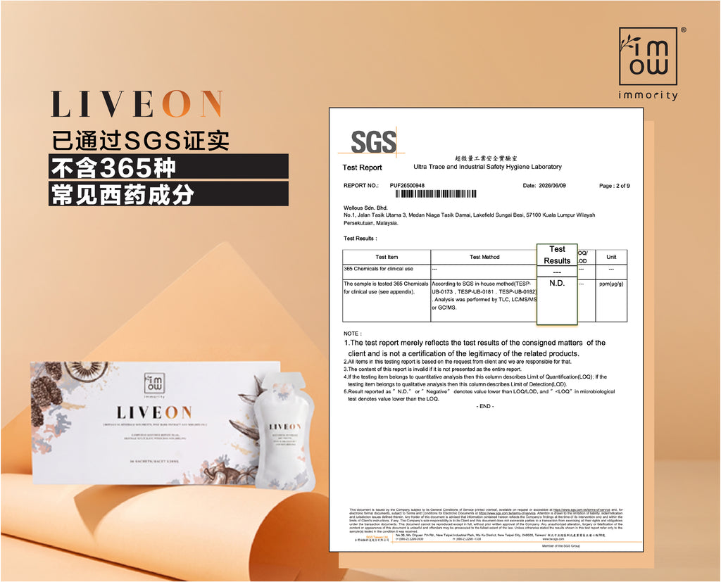LIVEON SGS認證不含365種常見西藥成分