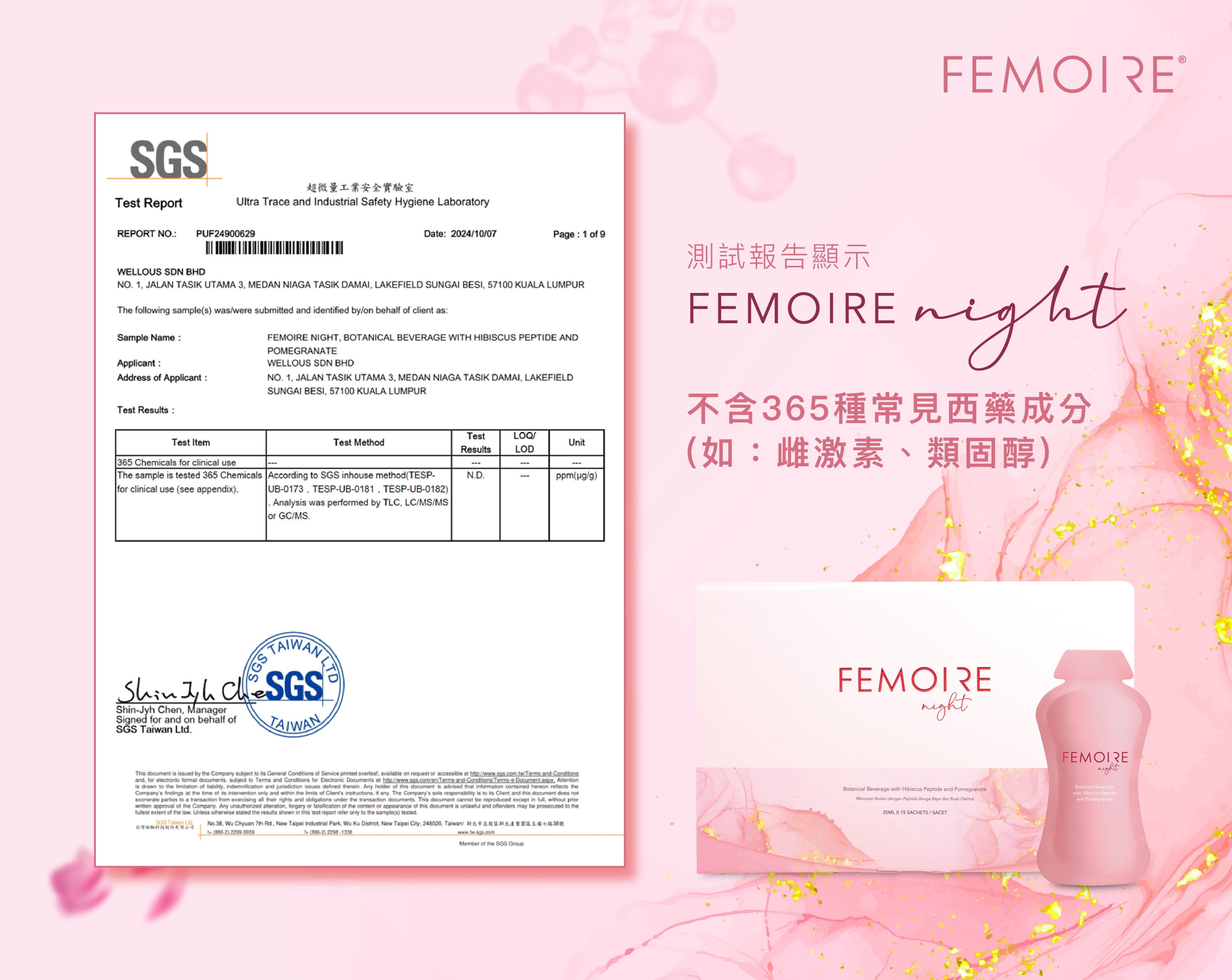 不含365種常見西藥成分檢測報告