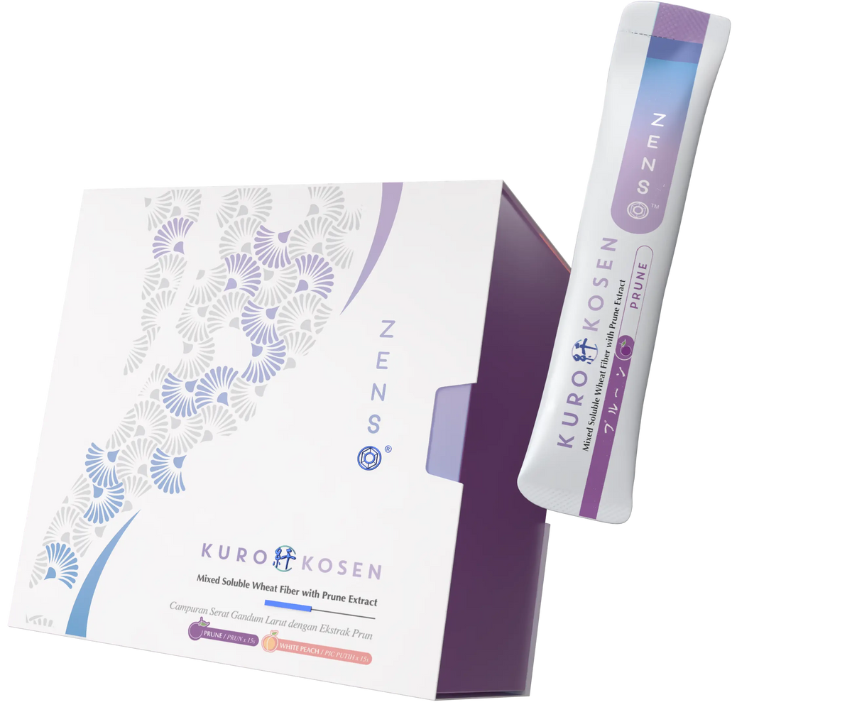 ZENSO Kuro Kosen黑醋代謝纖西梅白桃雙口味包裝產品圖